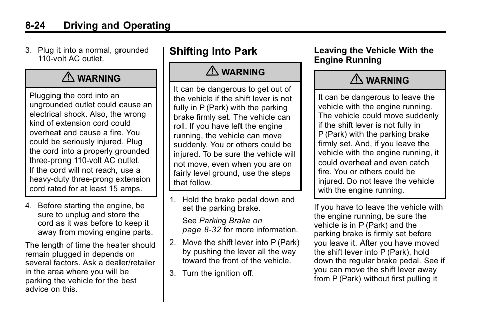 Shifting into park, Shifting into, Shifting into park -24 | Buick 2010 Lacrosse User Manual | Page 248 / 420