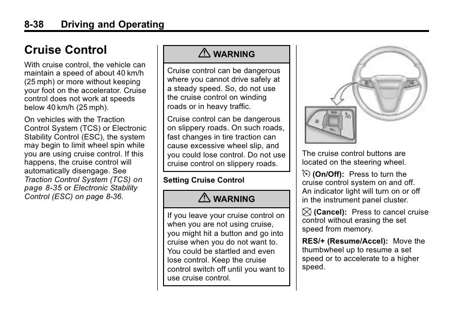 Cruise control, Control -38, Cruise control -38 | Buick 2010 Lacrosse User Manual | Page 262 / 420