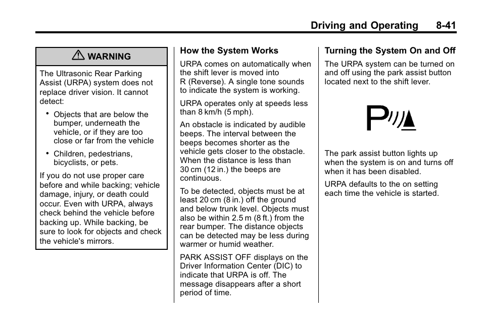 Driving and operating 8-41 | Buick 2010 Lacrosse User Manual | Page 265 / 420