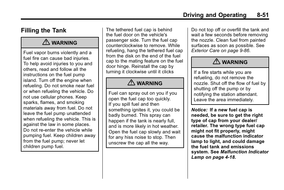 Filling the tank, Filling the tank -51 | Buick 2010 Lacrosse User Manual | Page 275 / 420