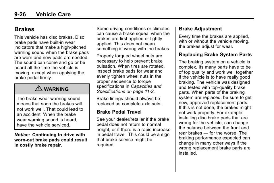 Brakes, Brakes -26, Replacement | Buick 2010 Lacrosse User Manual | Page 308 / 420