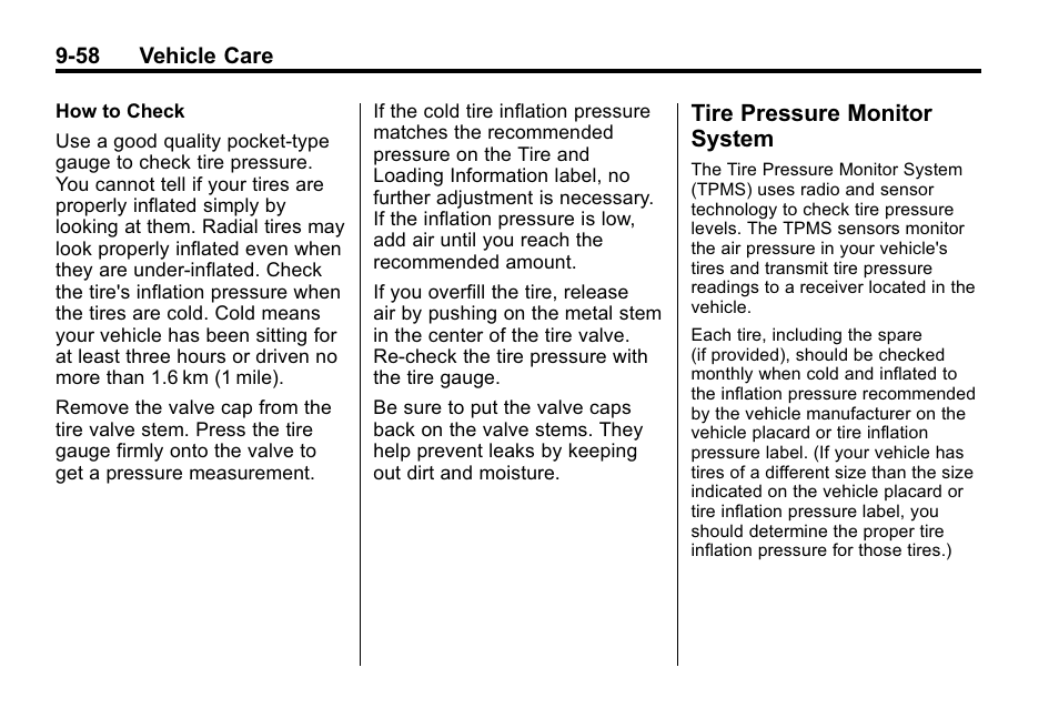 Tire pressure monitor system, Ire pressure monitor, System -58 | Buick 2010 Lacrosse User Manual | Page 340 / 420