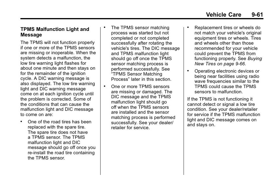 Vehicle care 9-61 | Buick 2010 Lacrosse User Manual | Page 343 / 420