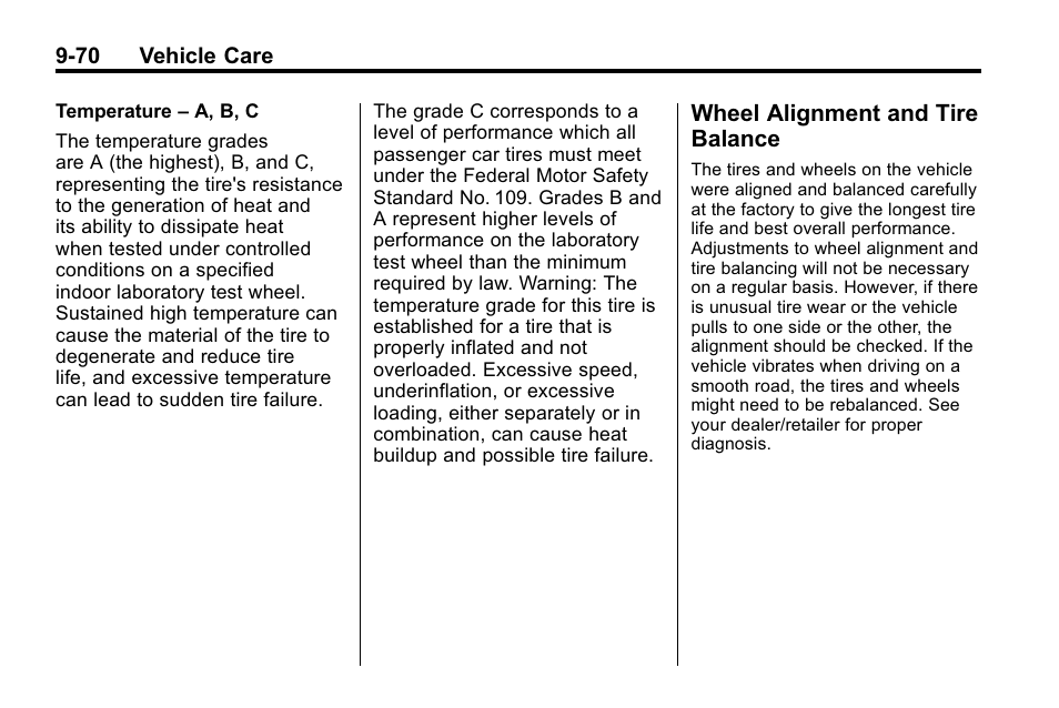 Wheel alignment and tire balance, Wheel alignment and tire, Balance -70 | Buick 2010 Lacrosse User Manual | Page 352 / 420