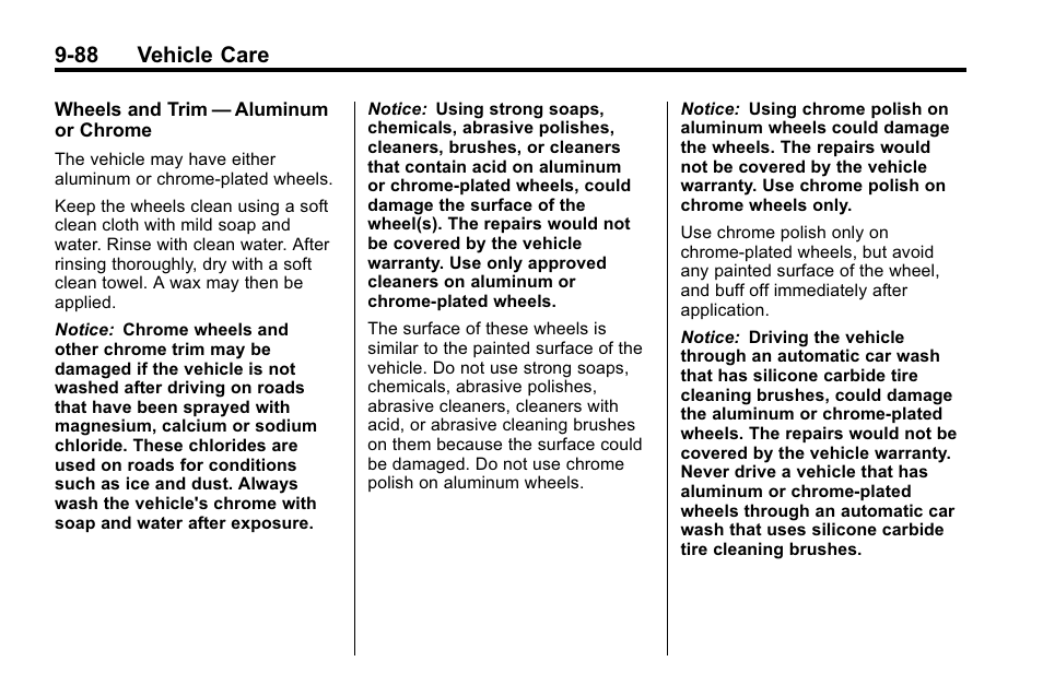 88 vehicle care | Buick 2010 Lacrosse User Manual | Page 370 / 420