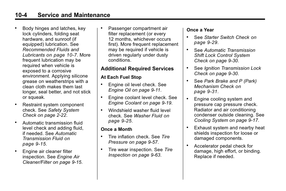 4 service and maintenance, Additional required services | Buick 2010 Lacrosse User Manual | Page 380 / 420