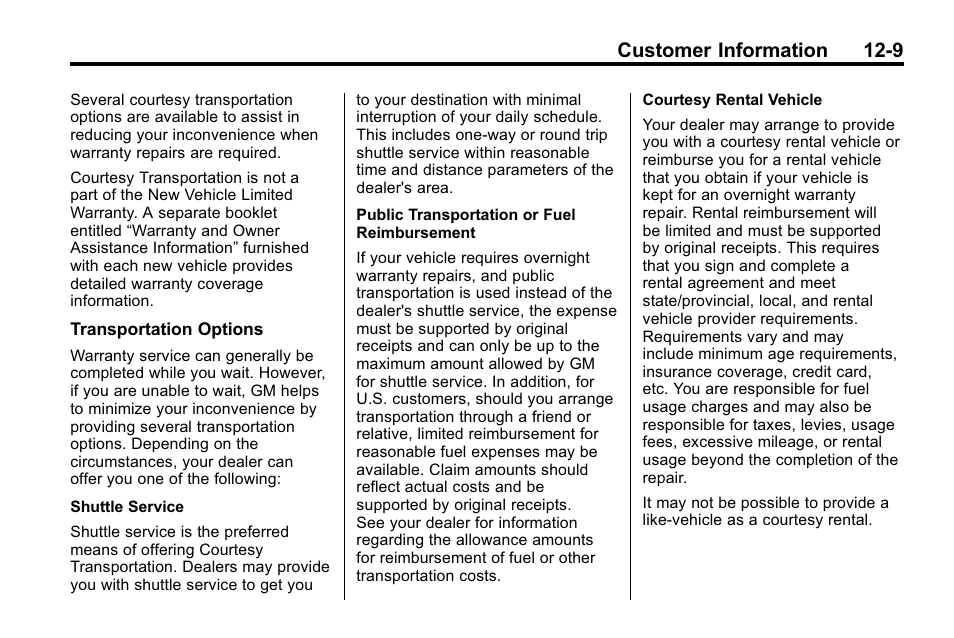 Customer information 12-9 | Buick 2010 Lacrosse User Manual | Page 401 / 420
