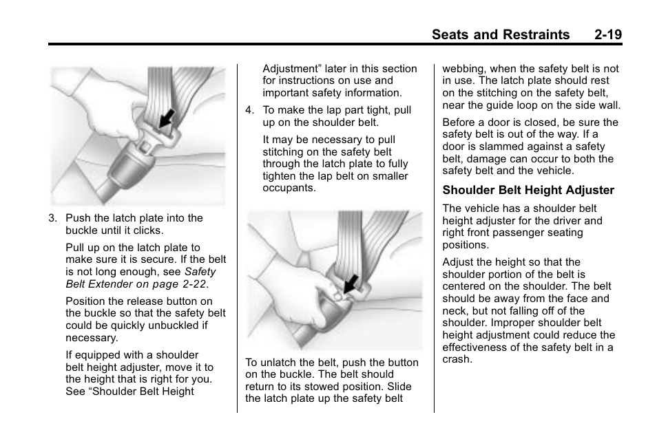 Seats and restraints 2-19 | Buick 2010 Lacrosse User Manual | Page 47 / 420