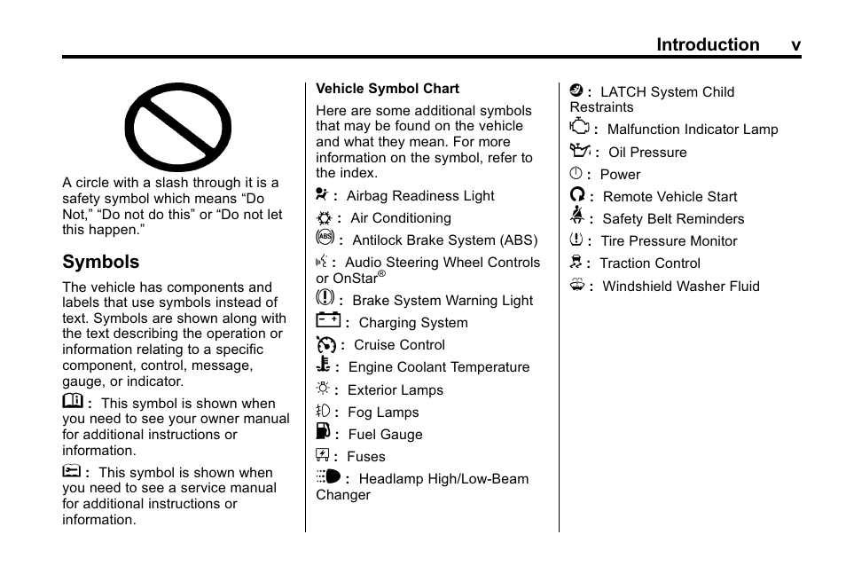 Symbols | Buick 2010 Lacrosse User Manual | Page 5 / 420