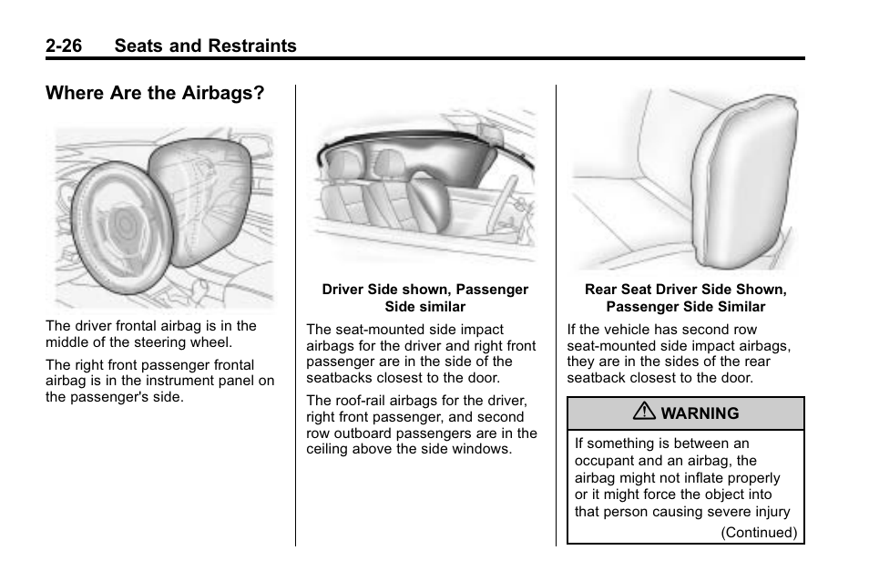 Where are the airbags, Are the airbags? -26 | Buick 2010 Lacrosse User Manual | Page 54 / 420