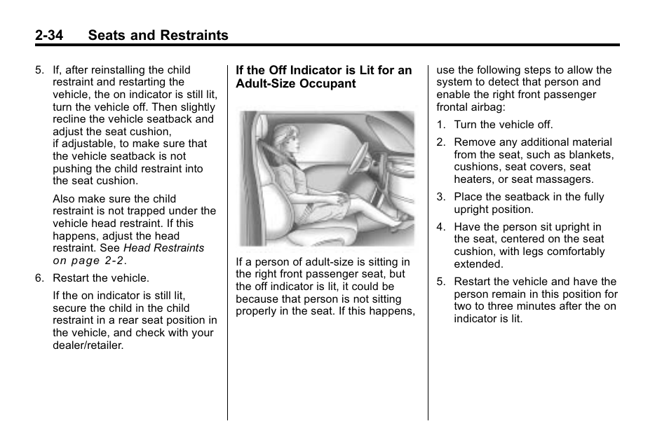 34 seats and restraints | Buick 2010 Lacrosse User Manual | Page 62 / 420