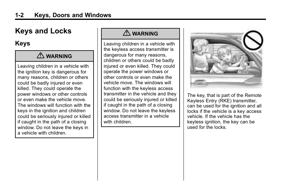 Keys and locks, Keys, Keys and locks -2 | Instrument panel overview, Keys -2 | Buick 2010 Lacrosse User Manual | Page 8 / 420