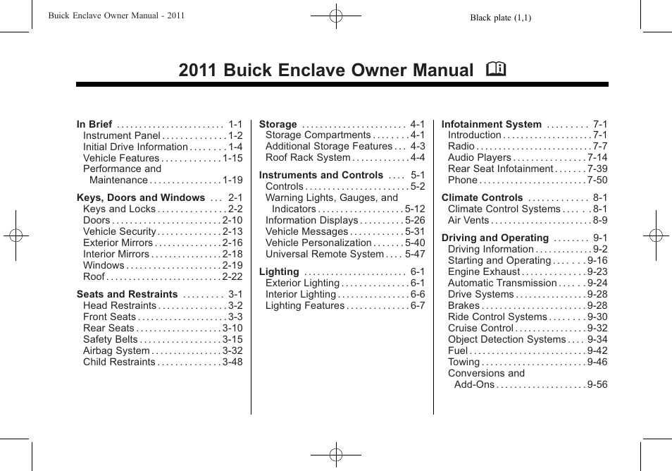 Buick 2011 Enclave User Manual | 458 pages