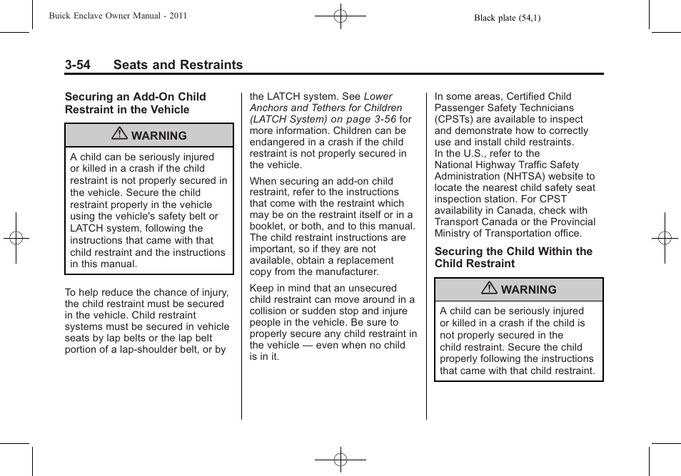 Buick 2011 Enclave User Manual | Page 108 / 458