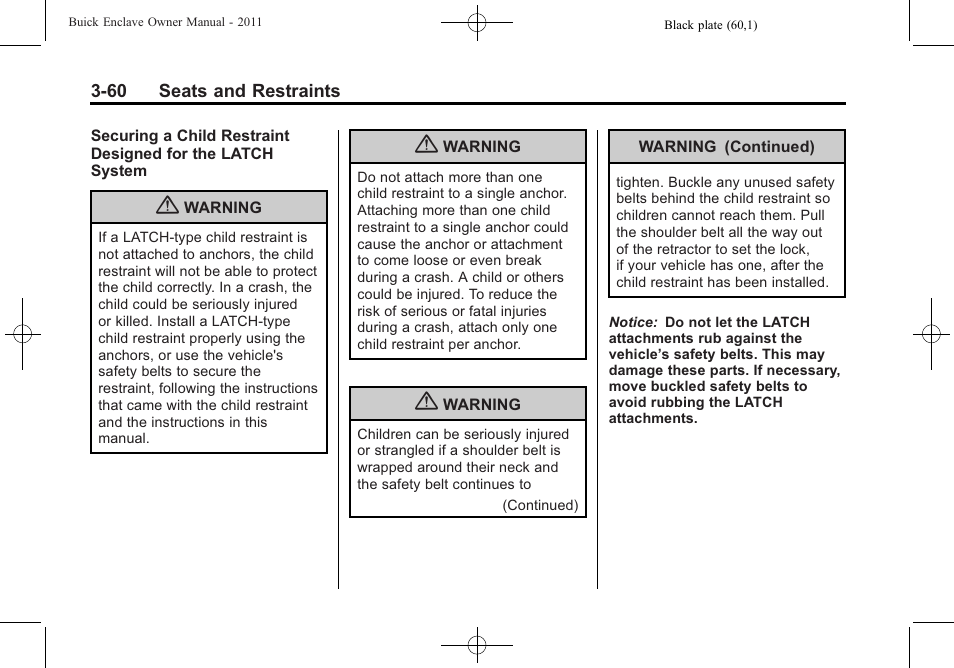 Buick 2011 Enclave User Manual | Page 114 / 458