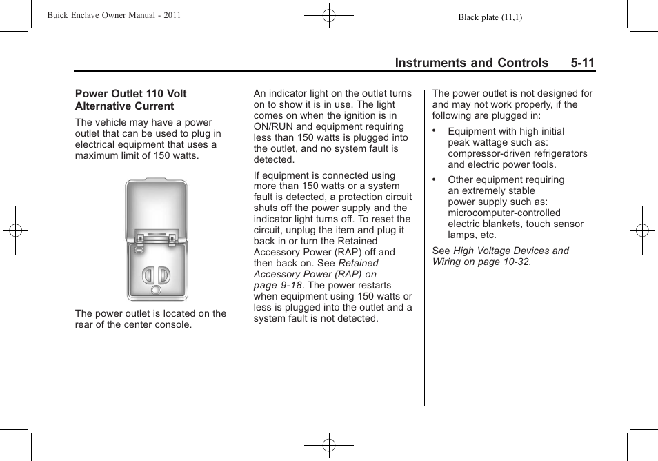 Instruments and controls 5-11 | Buick 2011 Enclave User Manual | Page 137 / 458