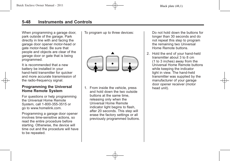 48 instruments and controls | Buick 2011 Enclave User Manual | Page 174 / 458