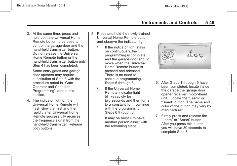 Instruments and controls 5-49 | Buick 2011 Enclave User Manual | Page 175 / 458