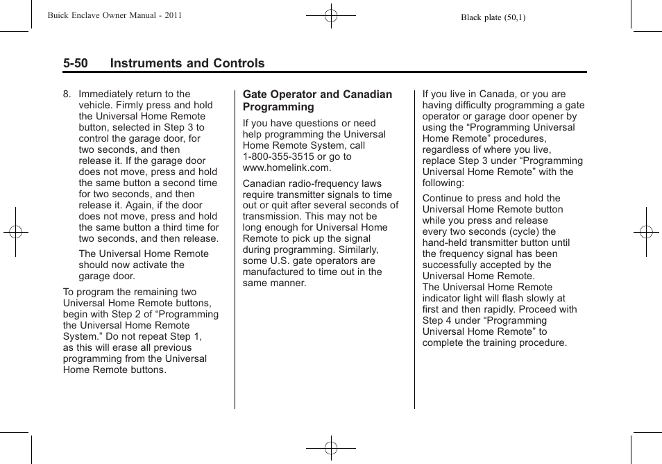 50 instruments and controls | Buick 2011 Enclave User Manual | Page 176 / 458