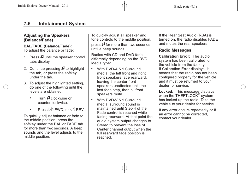 6 infotainment system | Buick 2011 Enclave User Manual | Page 194 / 458