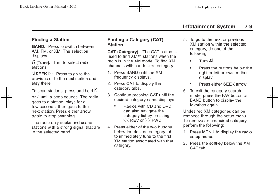 Infotainment system 7-9 | Buick 2011 Enclave User Manual | Page 197 / 458