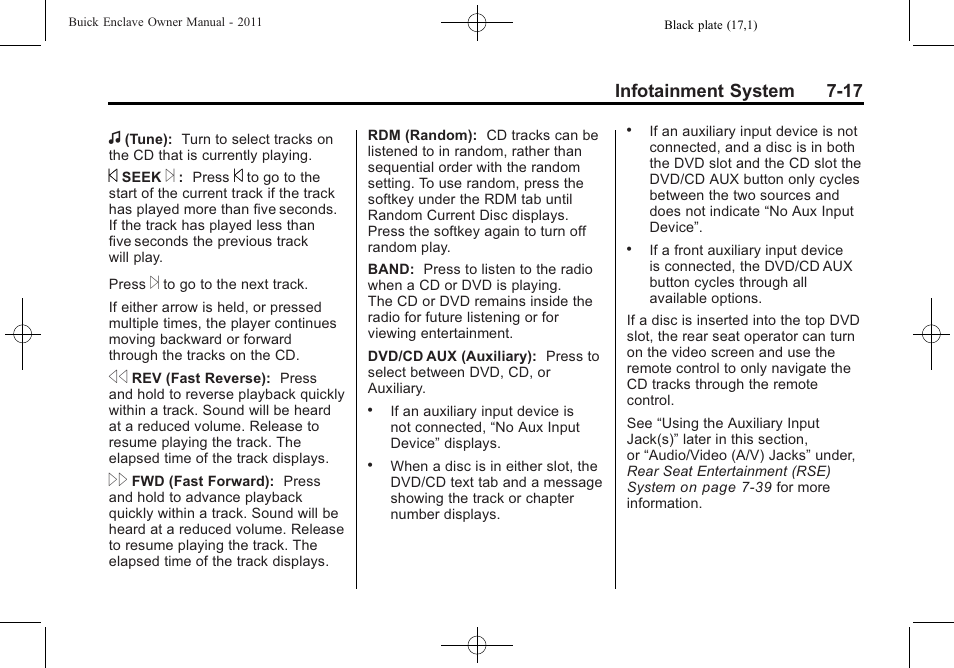 Infotainment system 7-17 | Buick 2011 Enclave User Manual | Page 205 / 458