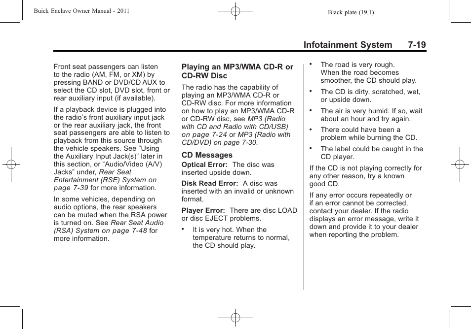 Infotainment system 7-19 | Buick 2011 Enclave User Manual | Page 207 / 458