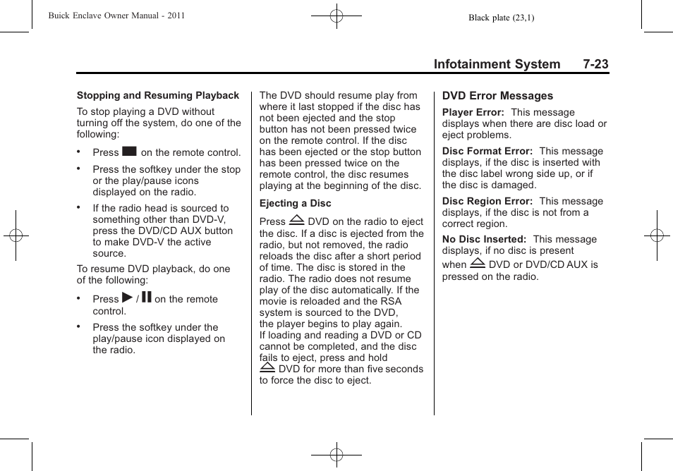 Infotainment system 7-23 | Buick 2011 Enclave User Manual | Page 211 / 458