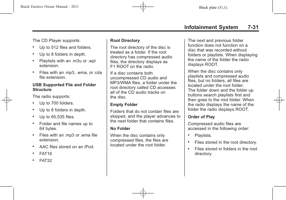 Infotainment system 7-31 | Buick 2011 Enclave User Manual | Page 219 / 458