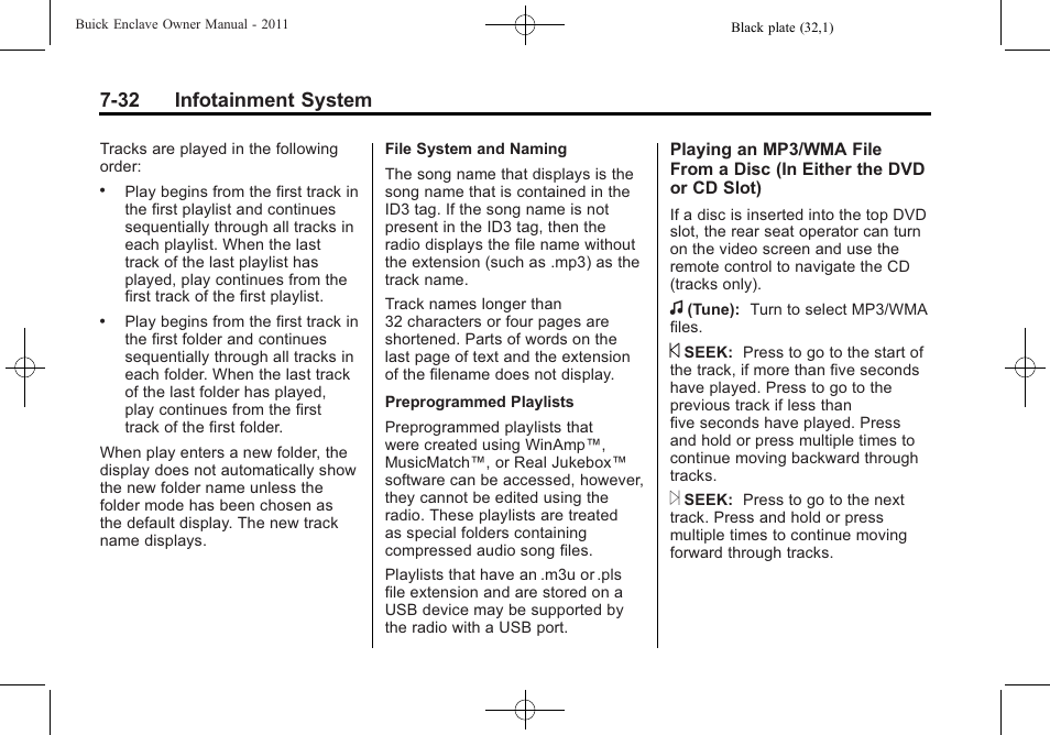 32 infotainment system | Buick 2011 Enclave User Manual | Page 220 / 458