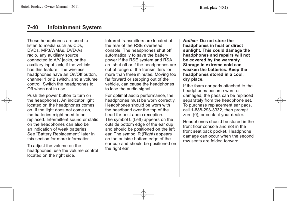 40 infotainment system | Buick 2011 Enclave User Manual | Page 228 / 458