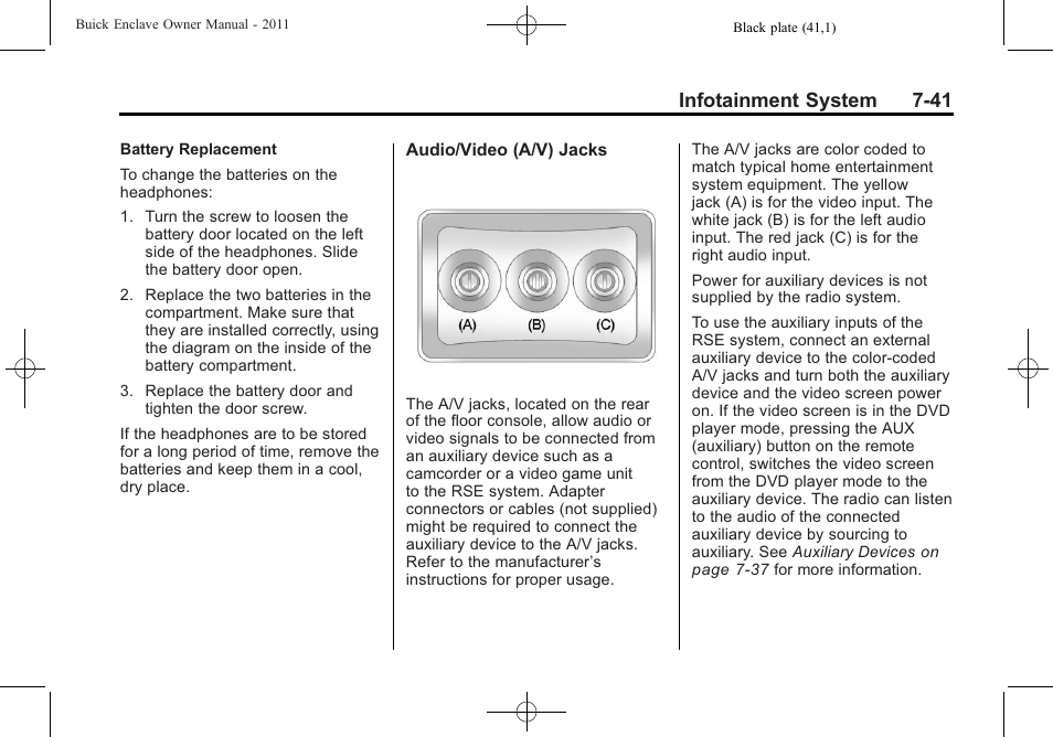 Infotainment system 7-41 | Buick 2011 Enclave User Manual | Page 229 / 458