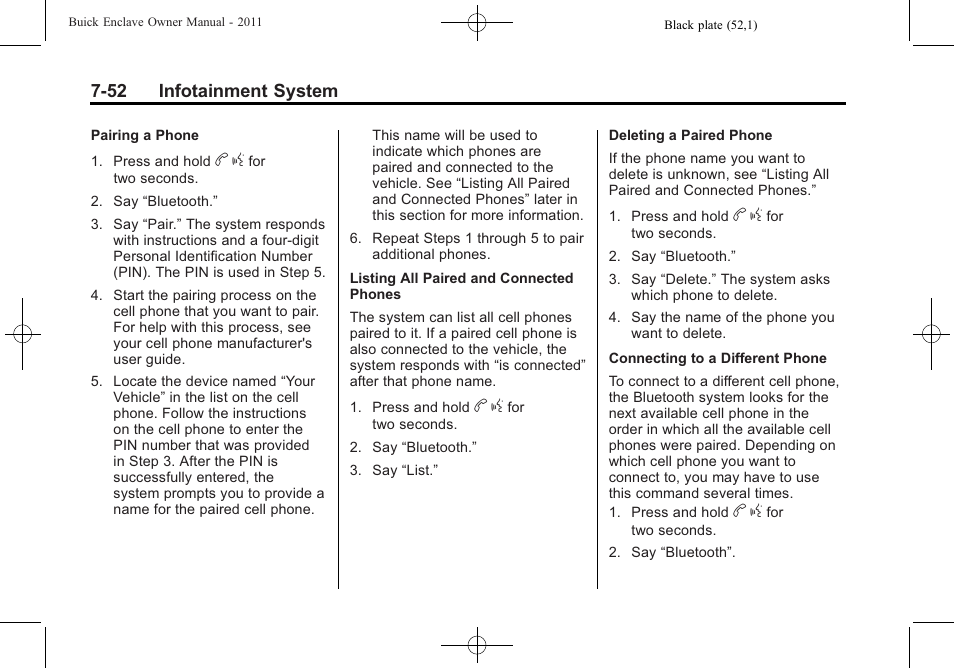 52 infotainment system | Buick 2011 Enclave User Manual | Page 240 / 458