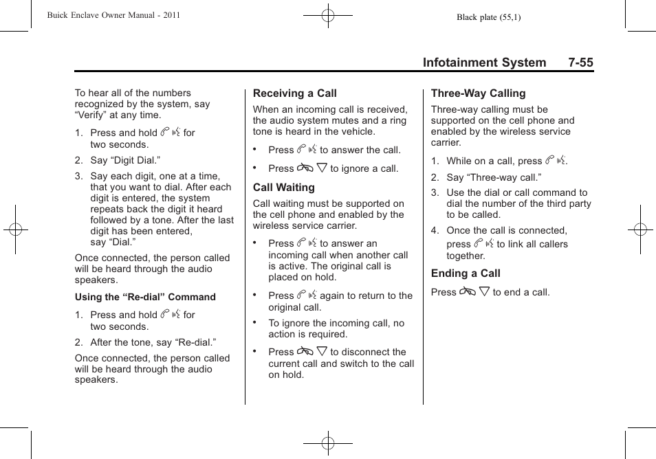 Infotainment system 7-55 | Buick 2011 Enclave User Manual | Page 243 / 458