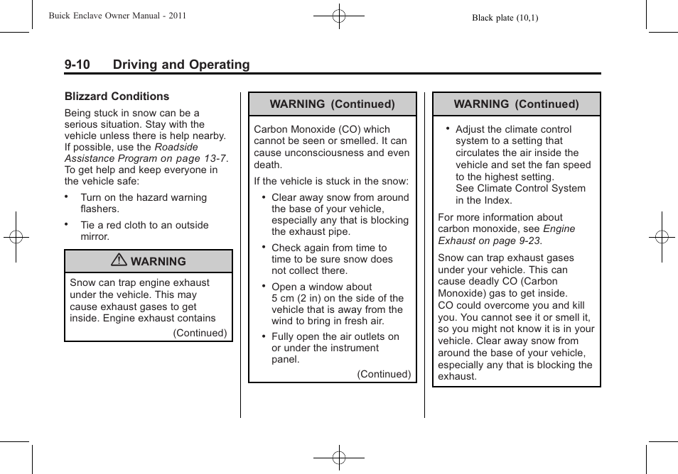 10 driving and operating | Buick 2011 Enclave User Manual | Page 266 / 458