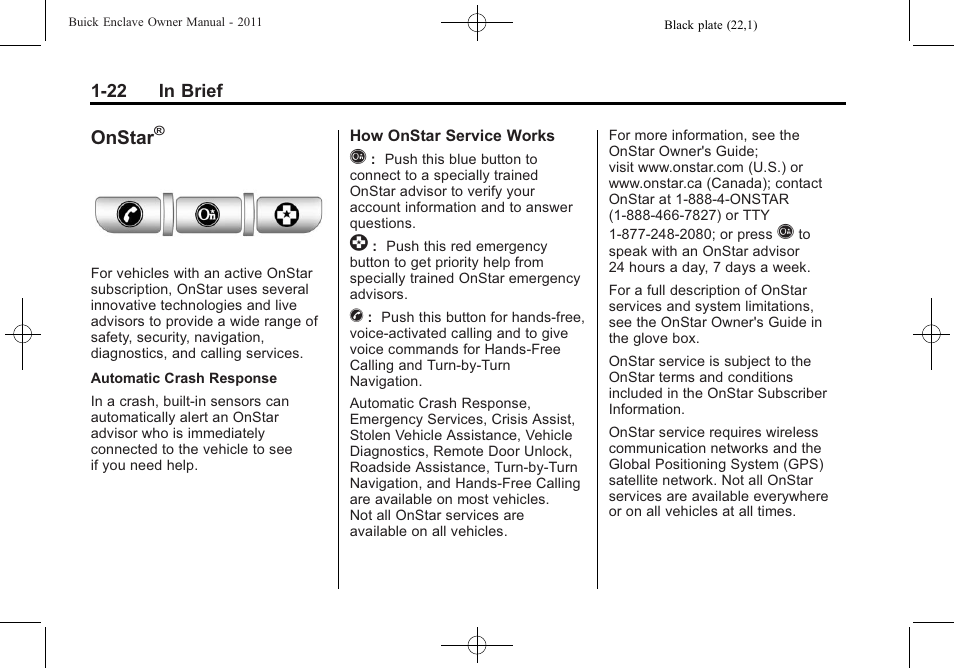 Onstar | Buick 2011 Enclave User Manual | Page 28 / 458