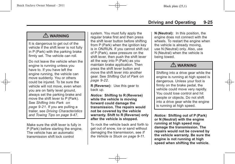 Buick 2011 Enclave User Manual | Page 281 / 458