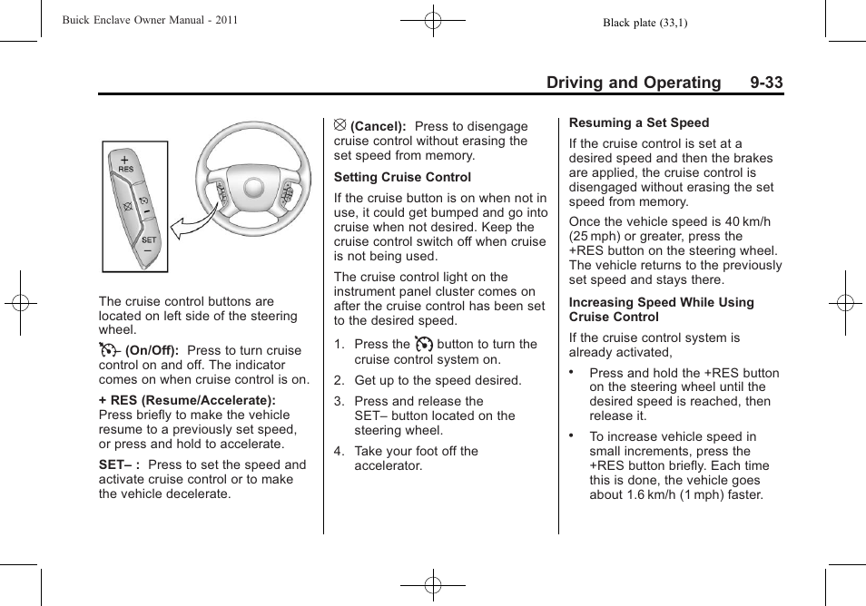 Driving and operating 9-33 | Buick 2011 Enclave User Manual | Page 289 / 458