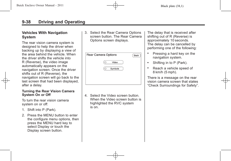 38 driving and operating | Buick 2011 Enclave User Manual | Page 294 / 458