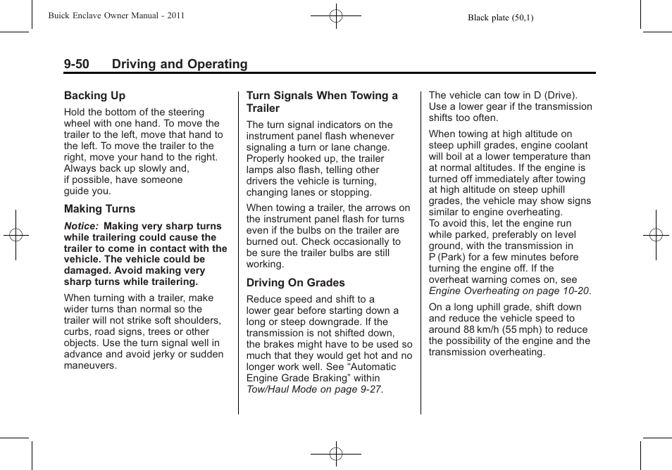 50 driving and operating | Buick 2011 Enclave User Manual | Page 306 / 458