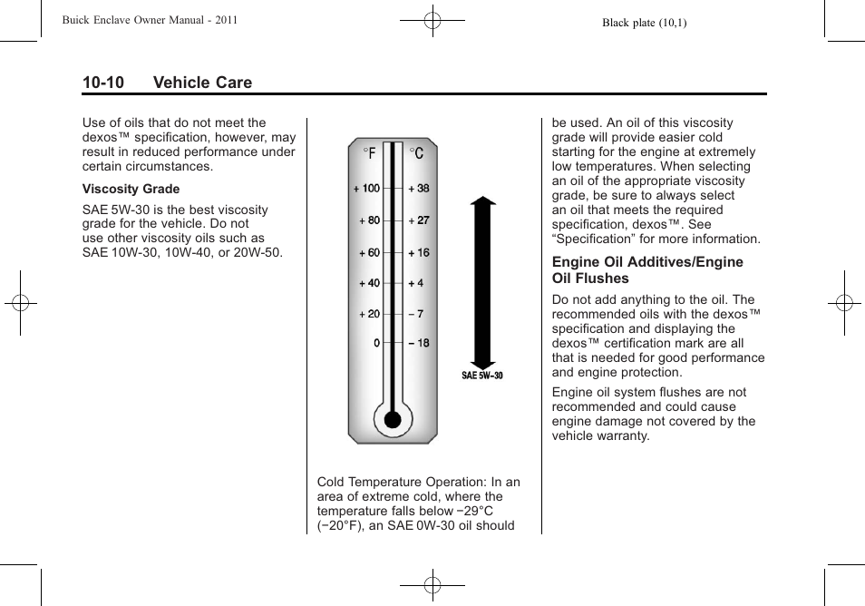 10 vehicle care | Buick 2011 Enclave User Manual | Page 322 / 458