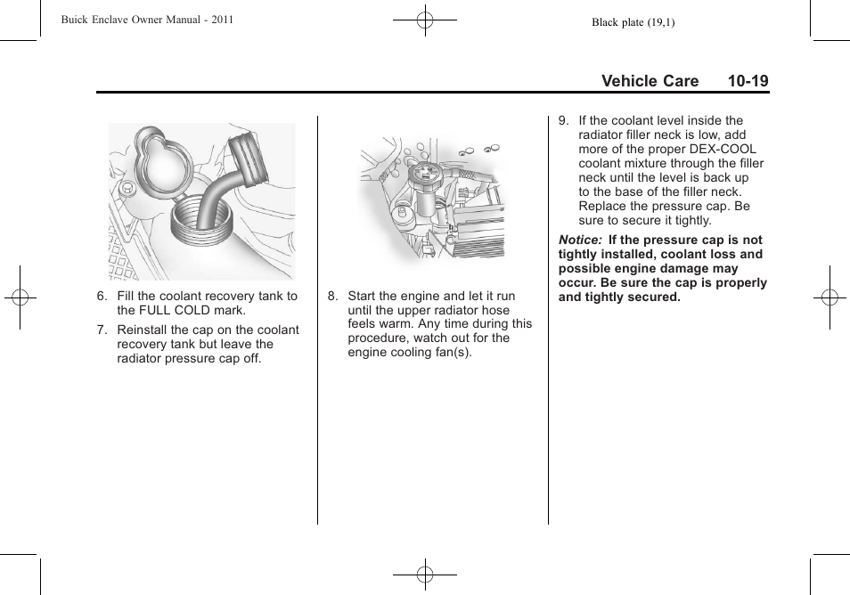 Vehicle care 10-19 | Buick 2011 Enclave User Manual | Page 331 / 458