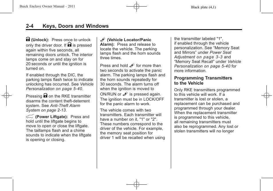 Buick 2011 Enclave User Manual | Page 34 / 458