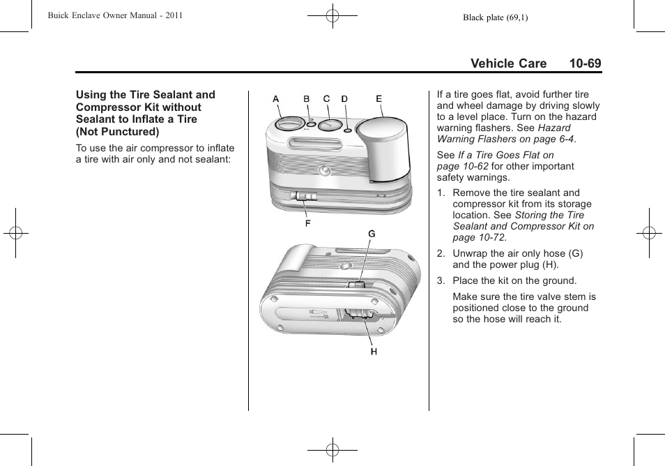 Vehicle care 10-69 | Buick 2011 Enclave User Manual | Page 381 / 458
