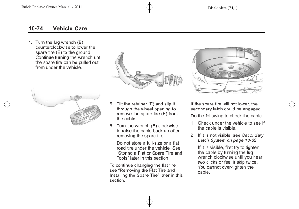 74 vehicle care | Buick 2011 Enclave User Manual | Page 386 / 458