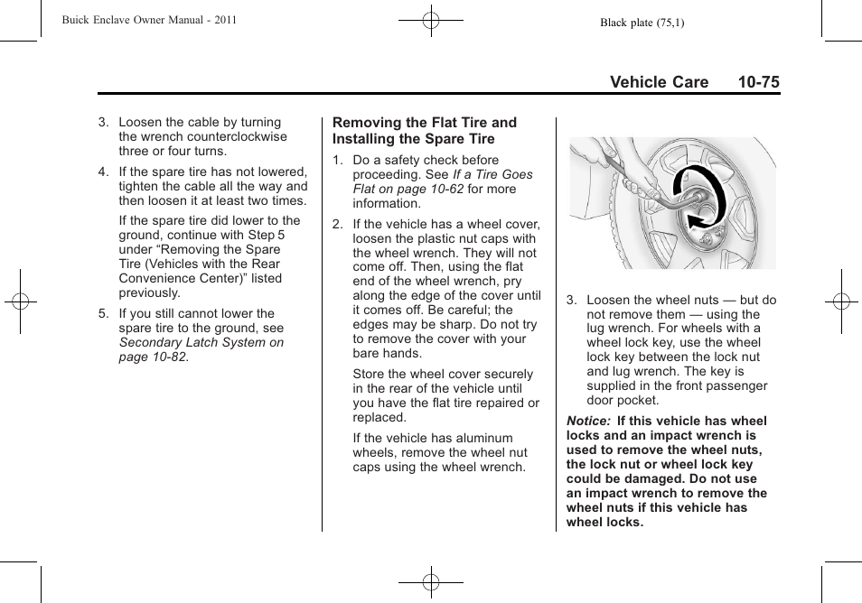 Vehicle care 10-75 | Buick 2011 Enclave User Manual | Page 387 / 458