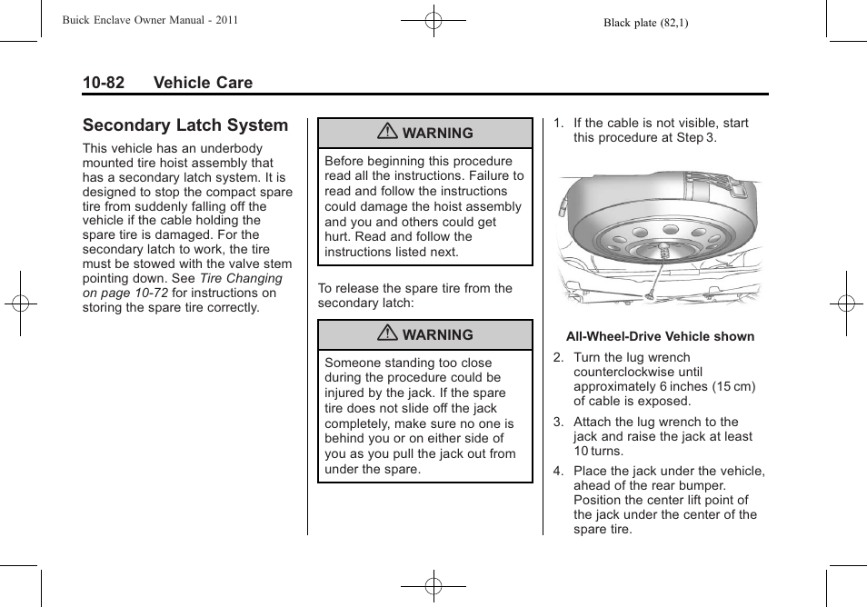 Secondary latch system, Secondary latch system -82 | Buick 2011 Enclave User Manual | Page 394 / 458
