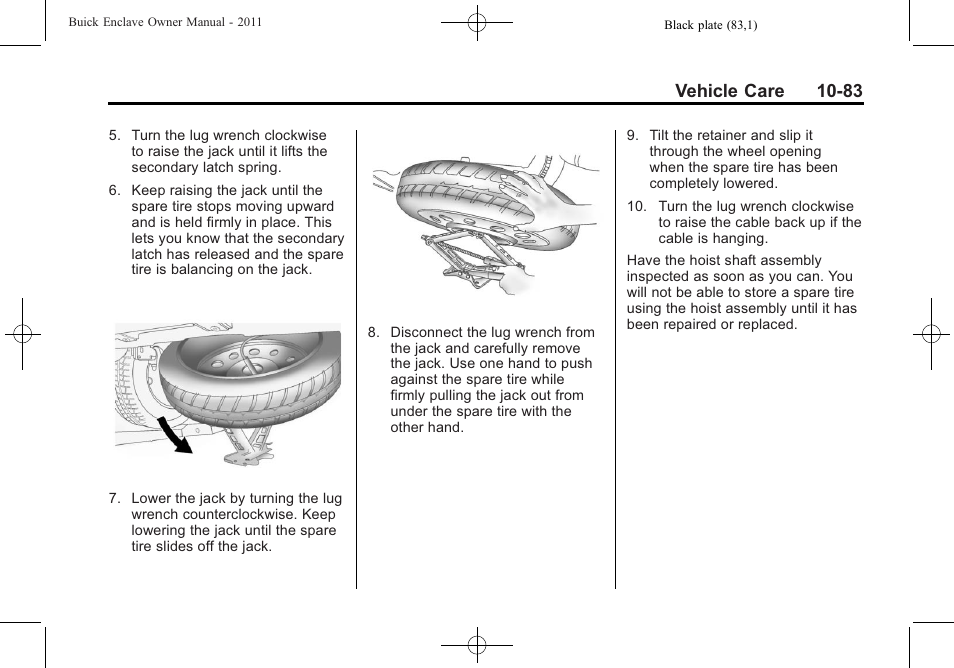 Vehicle care 10-83 | Buick 2011 Enclave User Manual | Page 395 / 458