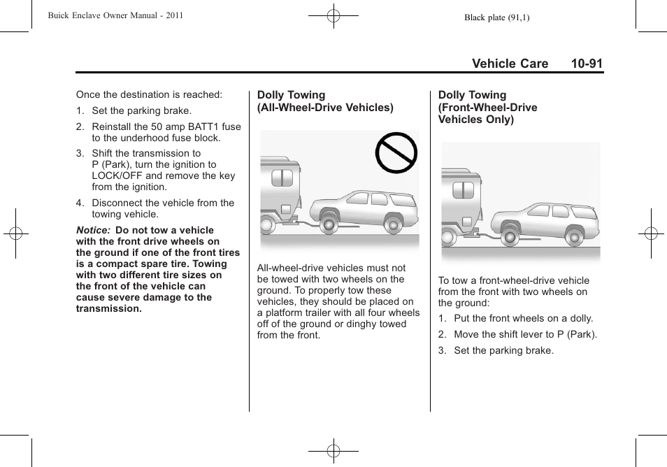 Vehicle care 10-91 | Buick 2011 Enclave User Manual | Page 403 / 458