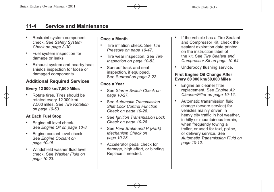 4 service and maintenance | Buick 2011 Enclave User Manual | Page 416 / 458